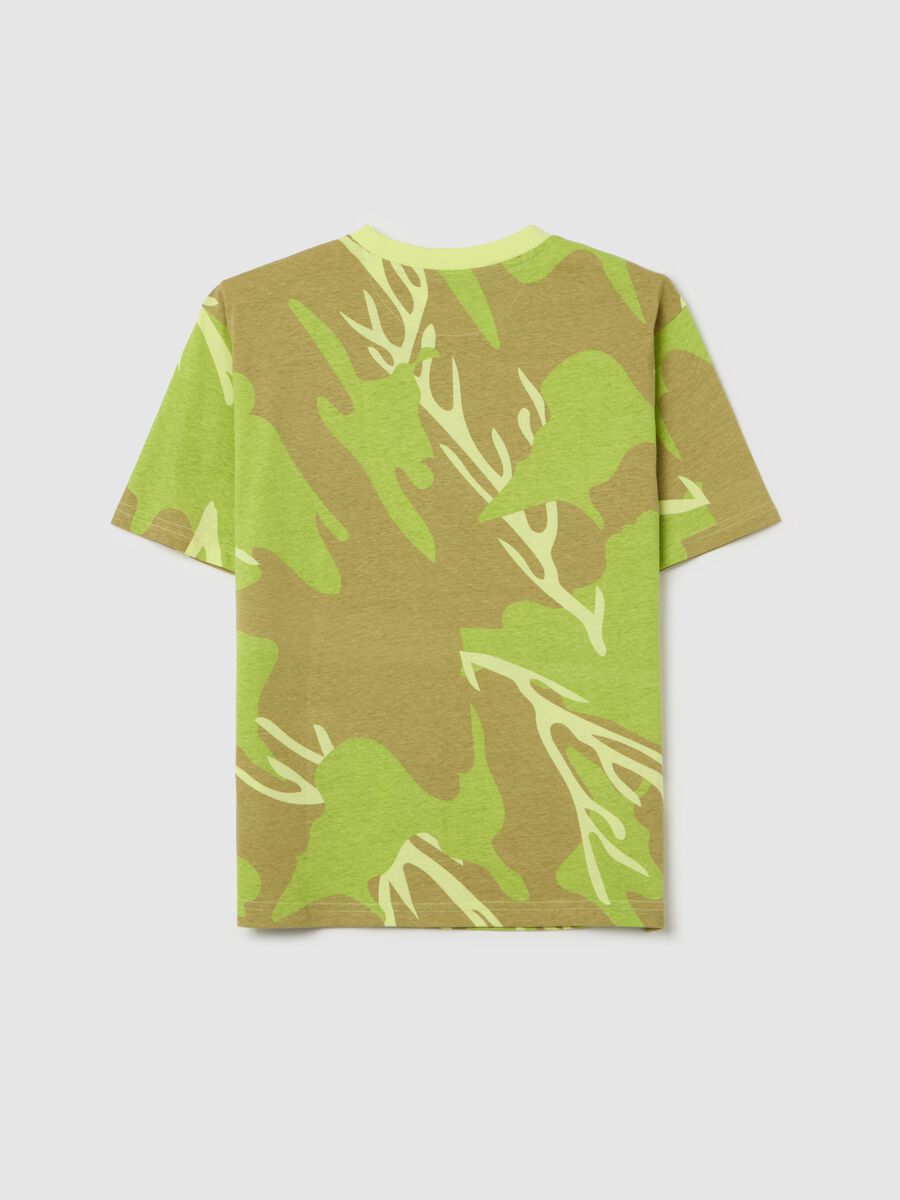 T-shirt in cotone camouflage con stampa logo_4