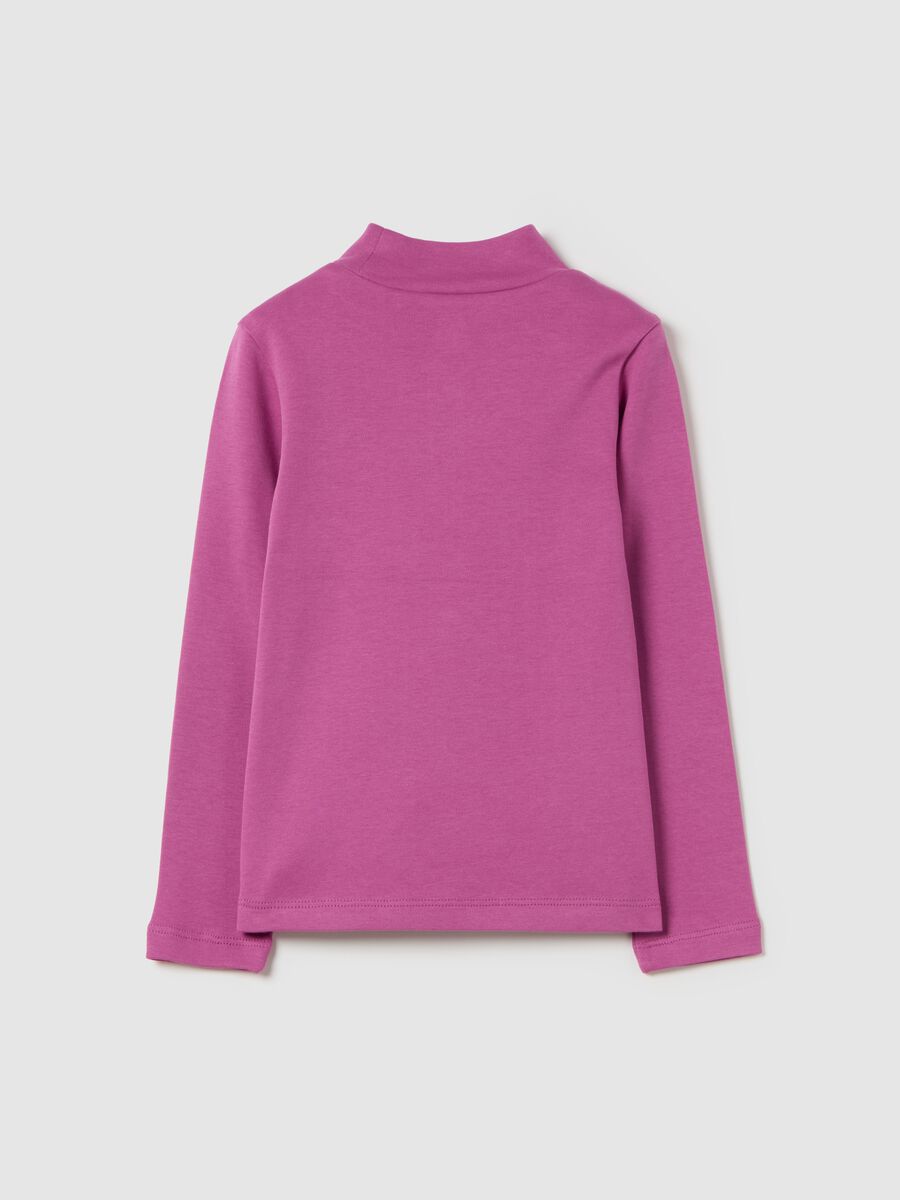 T-shirt with mock neck with print and diamantés_1