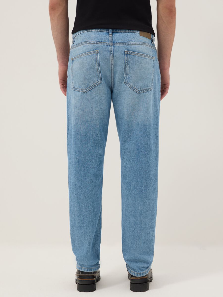 Regular fit blue pure cotton denim jeans_2