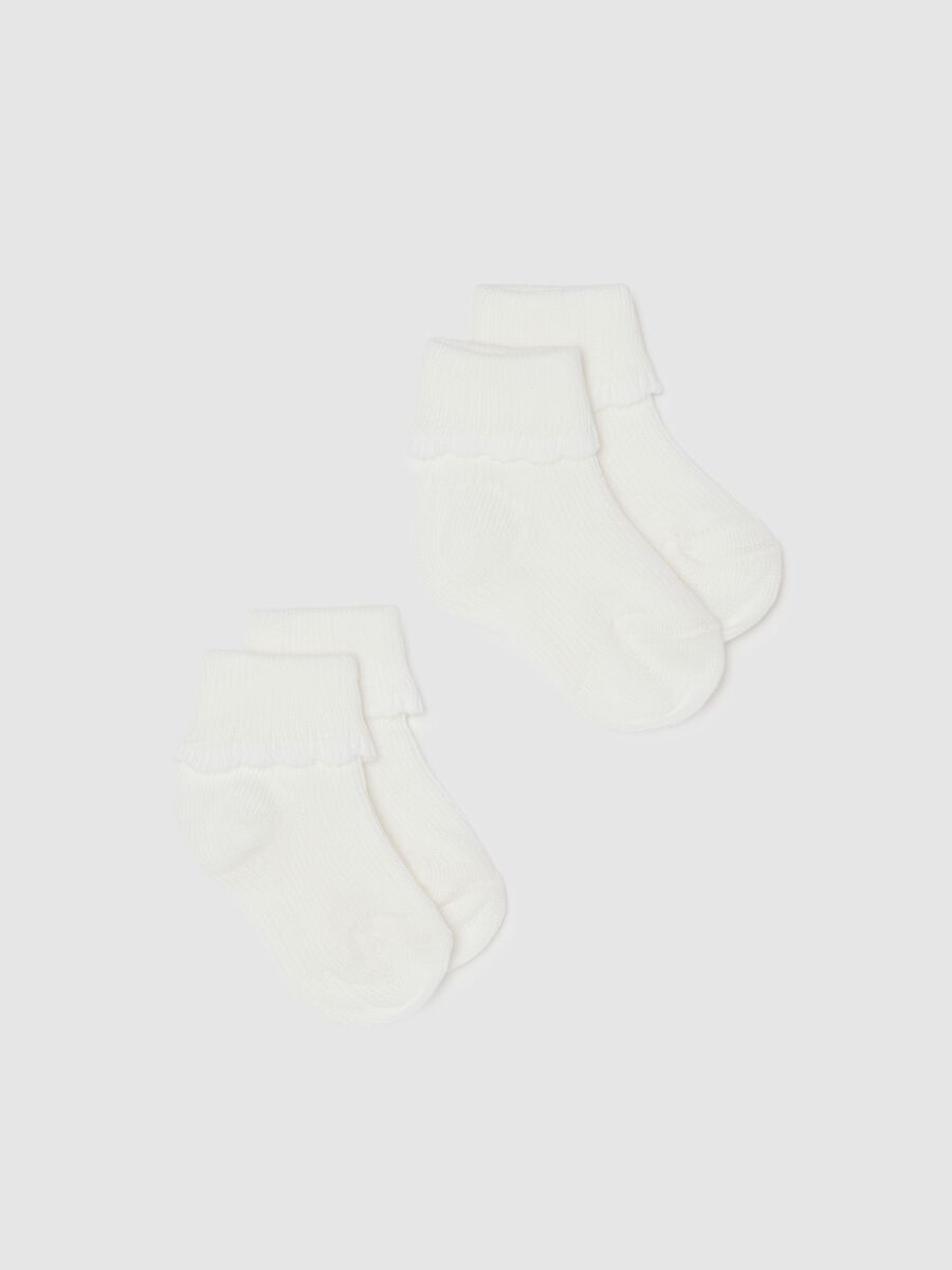Set bipack calze corte da neonata in misto cotone bianche_0