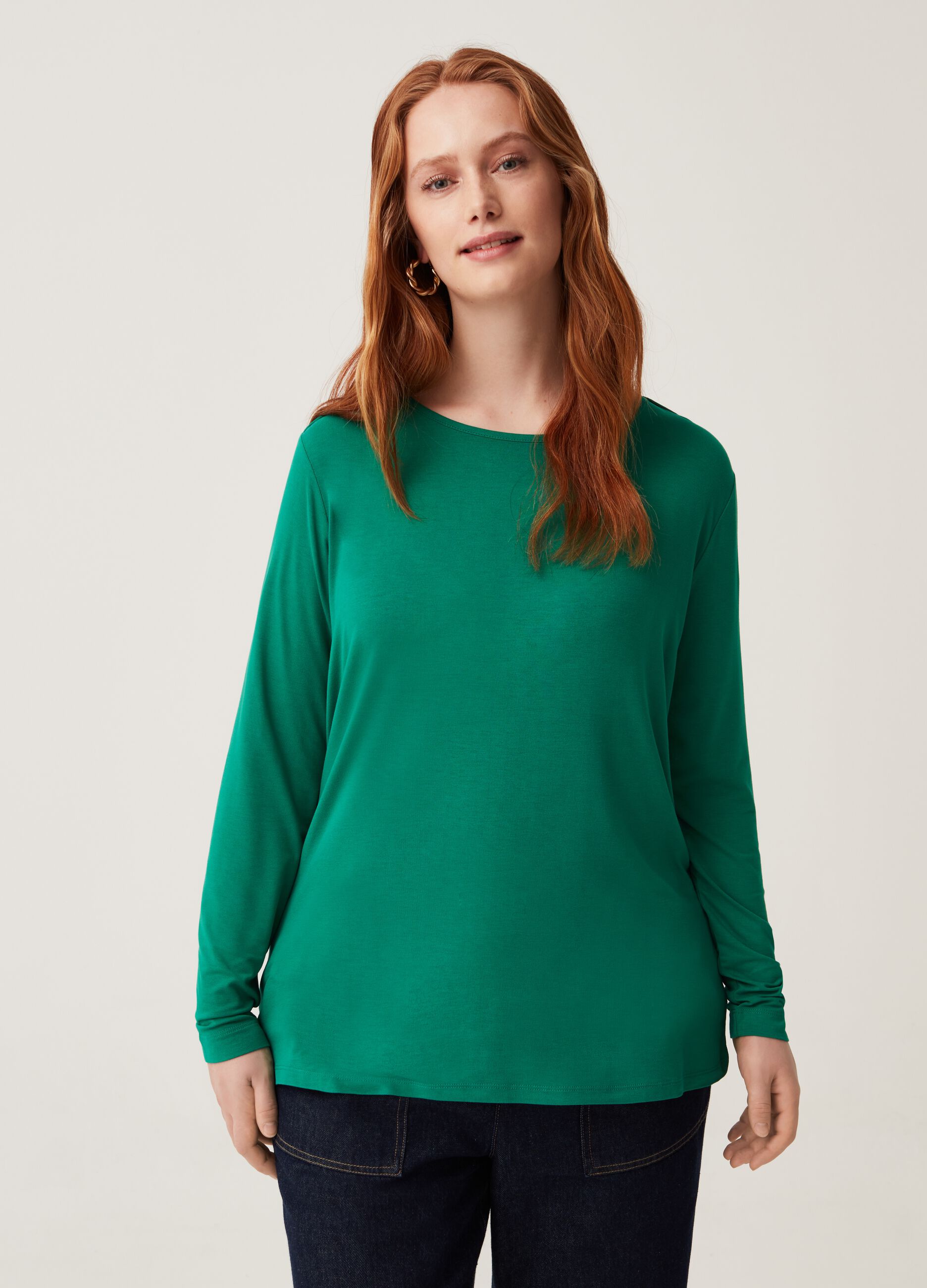 T-shirt a maniche lunghe in viscosa Curvy MYA_0
