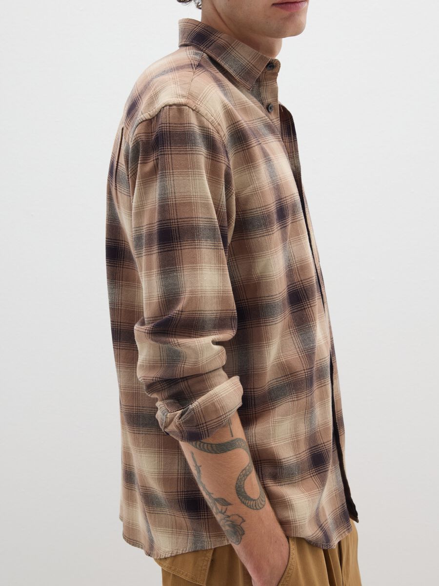 Brown pure cotton regular fit shirt_3