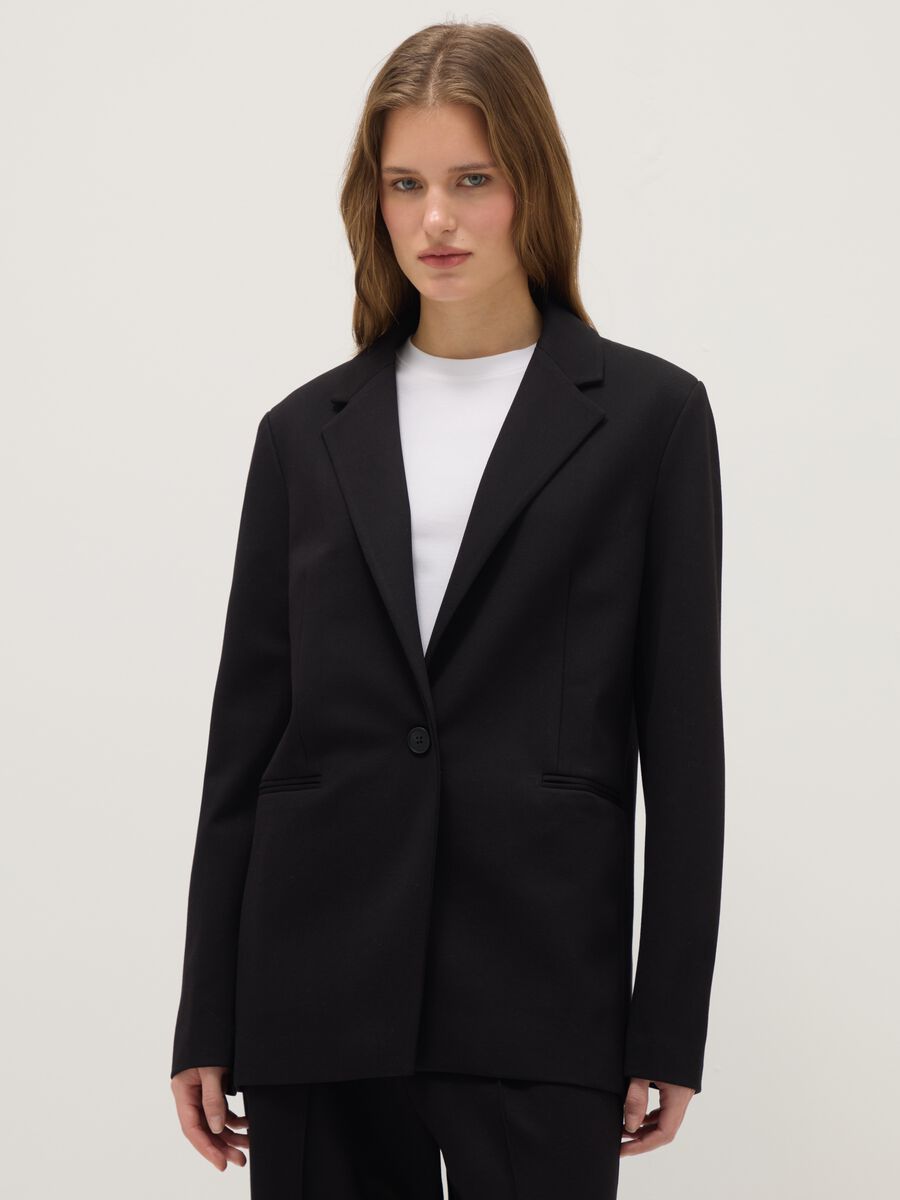 Regular Fit Black Single-Breasted Blazer_0