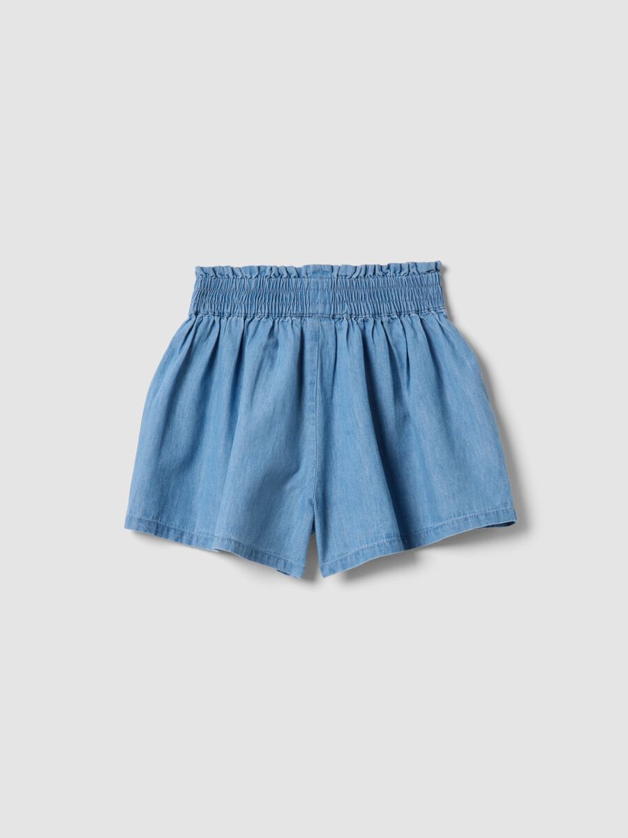 Girls&rsquo; light blue pure cotton denim shorts, regular fit_1