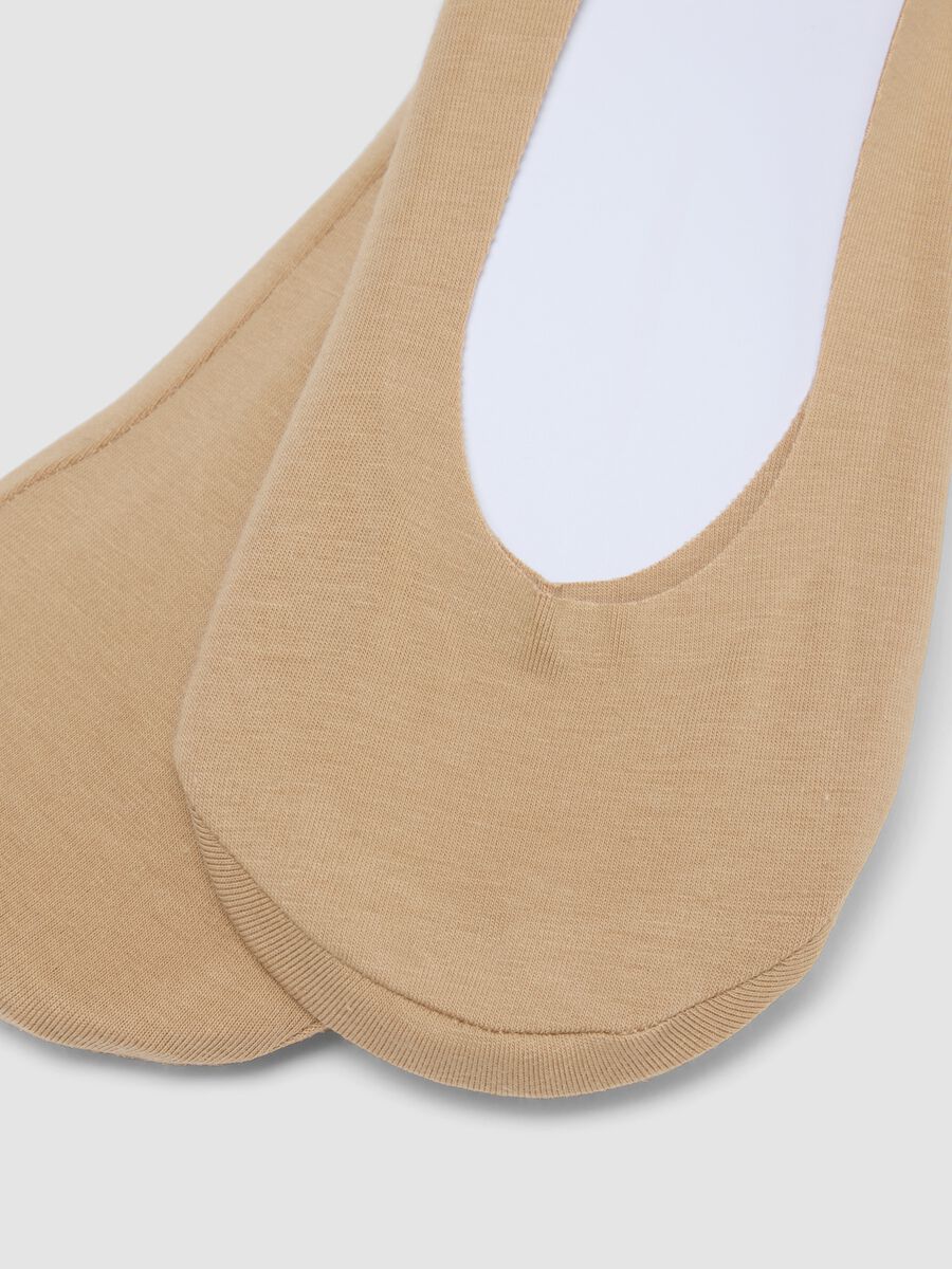 Two-pack of invisible beige cotton blend socks_1