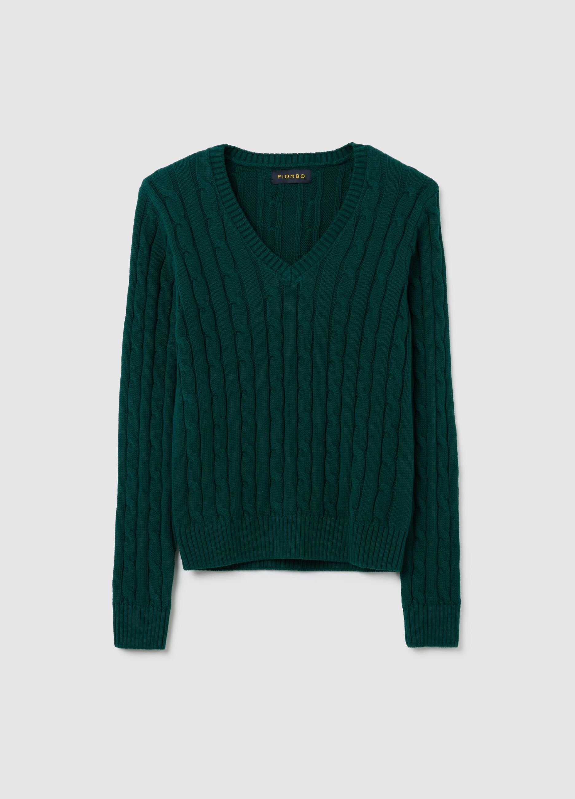Maglione in puro cotone verde regular fit