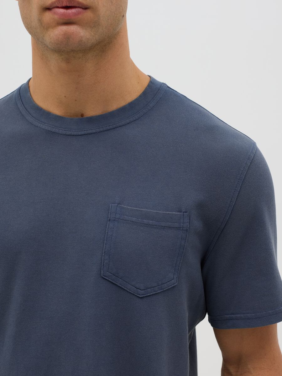 Blue cotton T-shirt with pocket_3