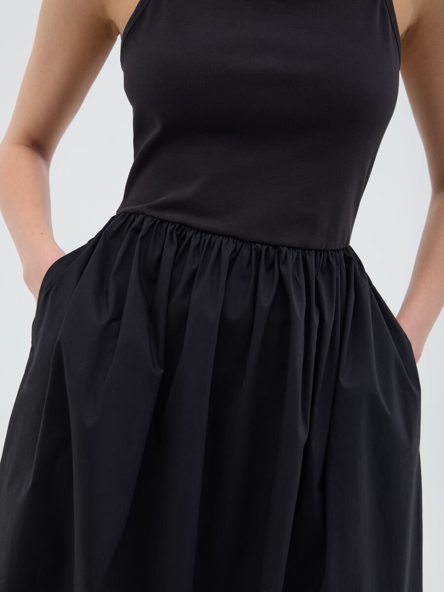 Women's long black cotton dress regular fit_3