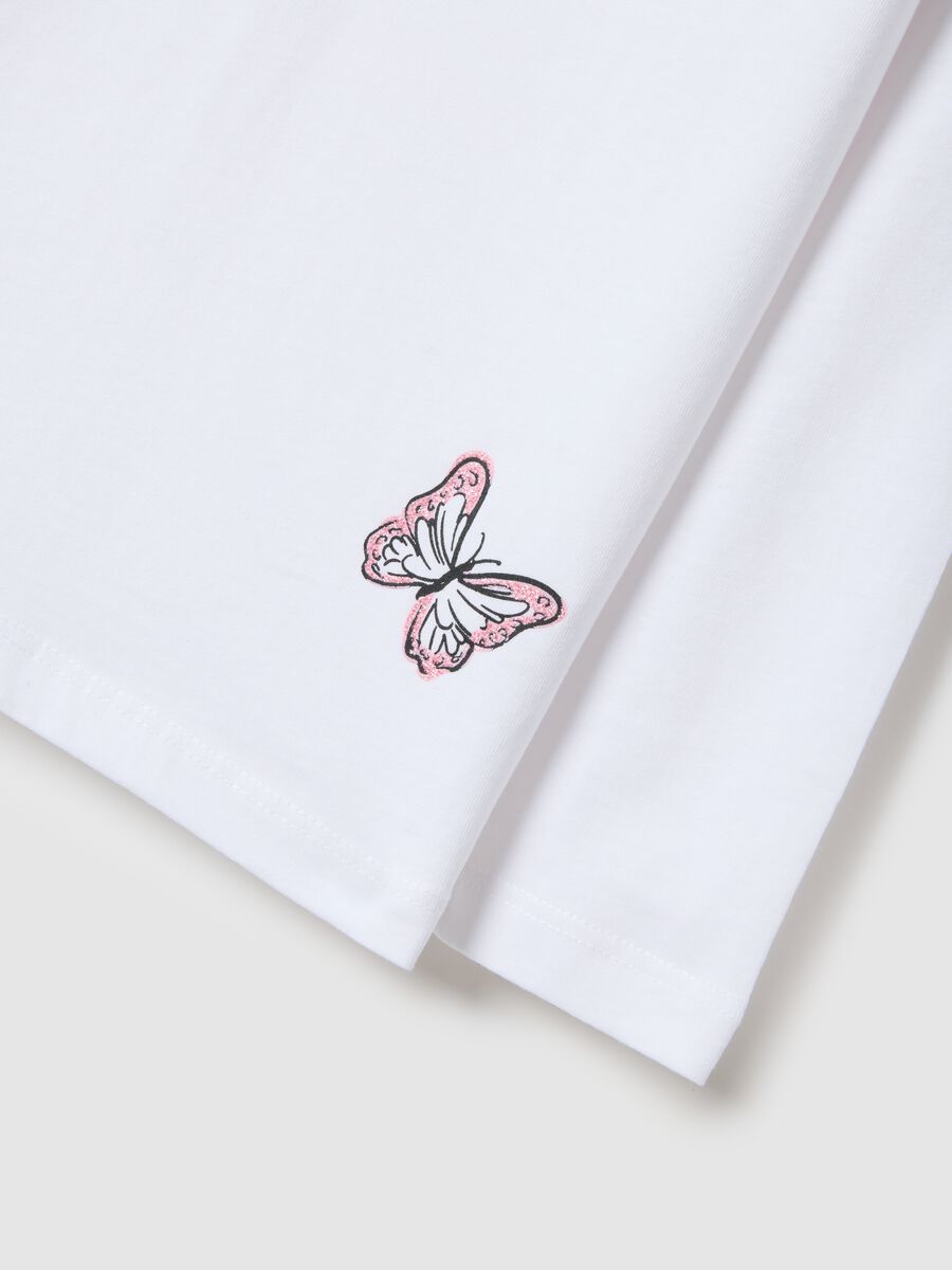 Girls' white pure cotton T-shirt regular fit with prints_3