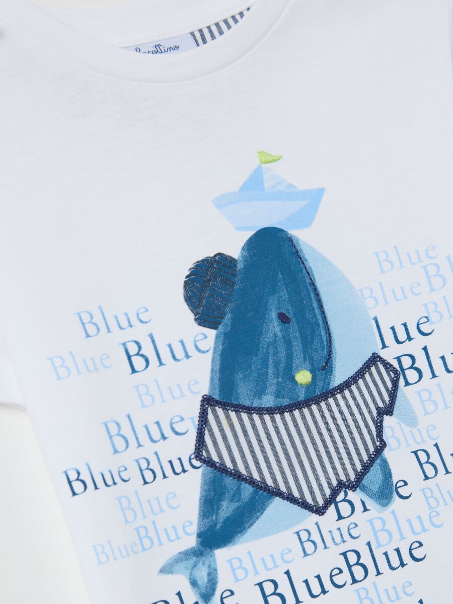 White cotton T-shirt with whale print_2