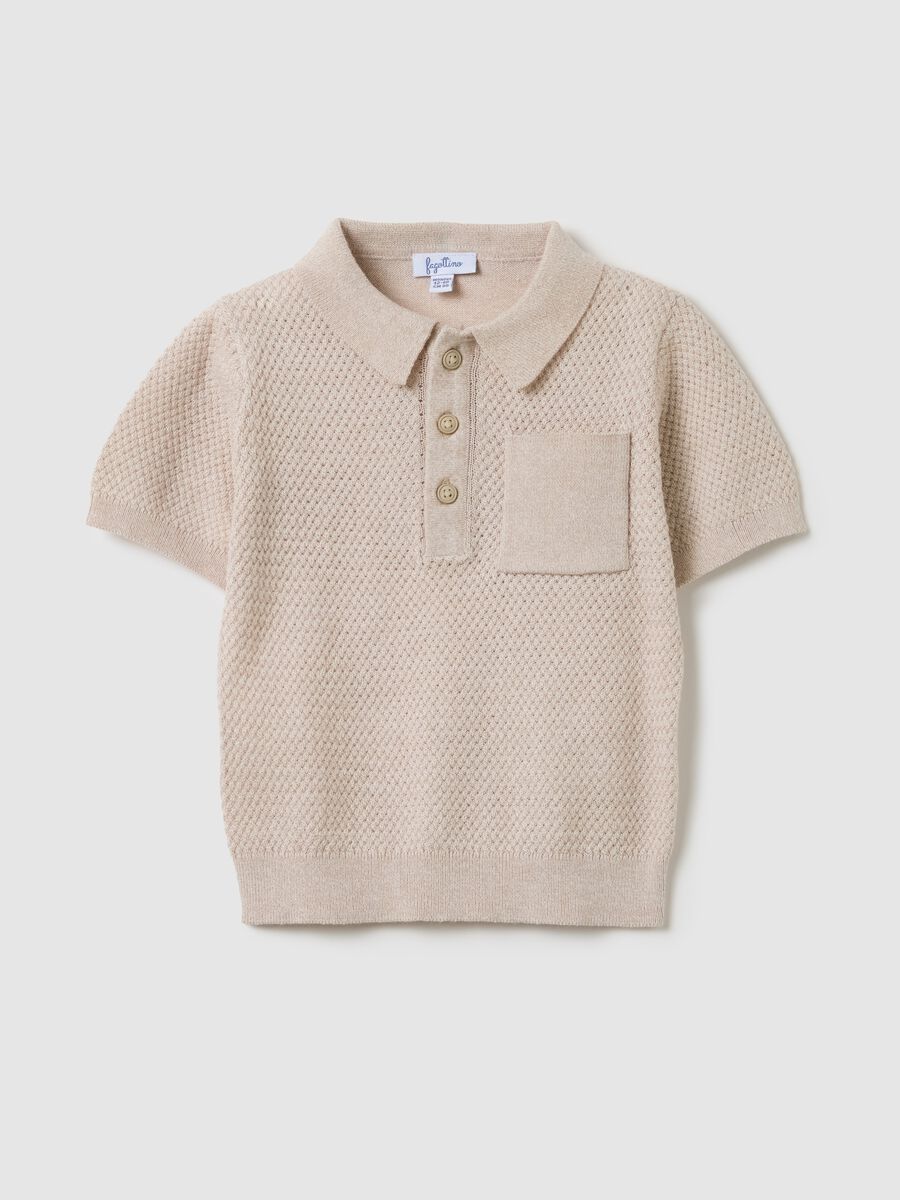 Beige short sleeve cotton polo_0