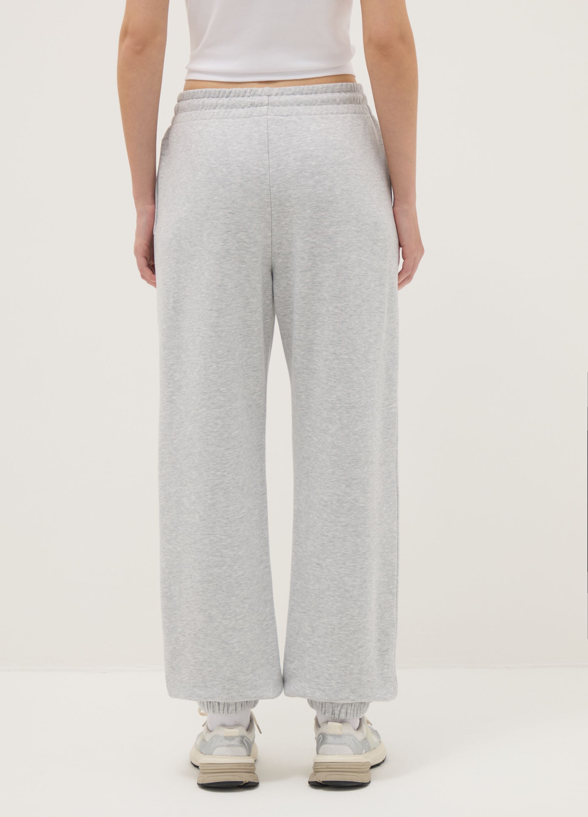 Grey Cotton Blend Jogger Trousers Regular Fit