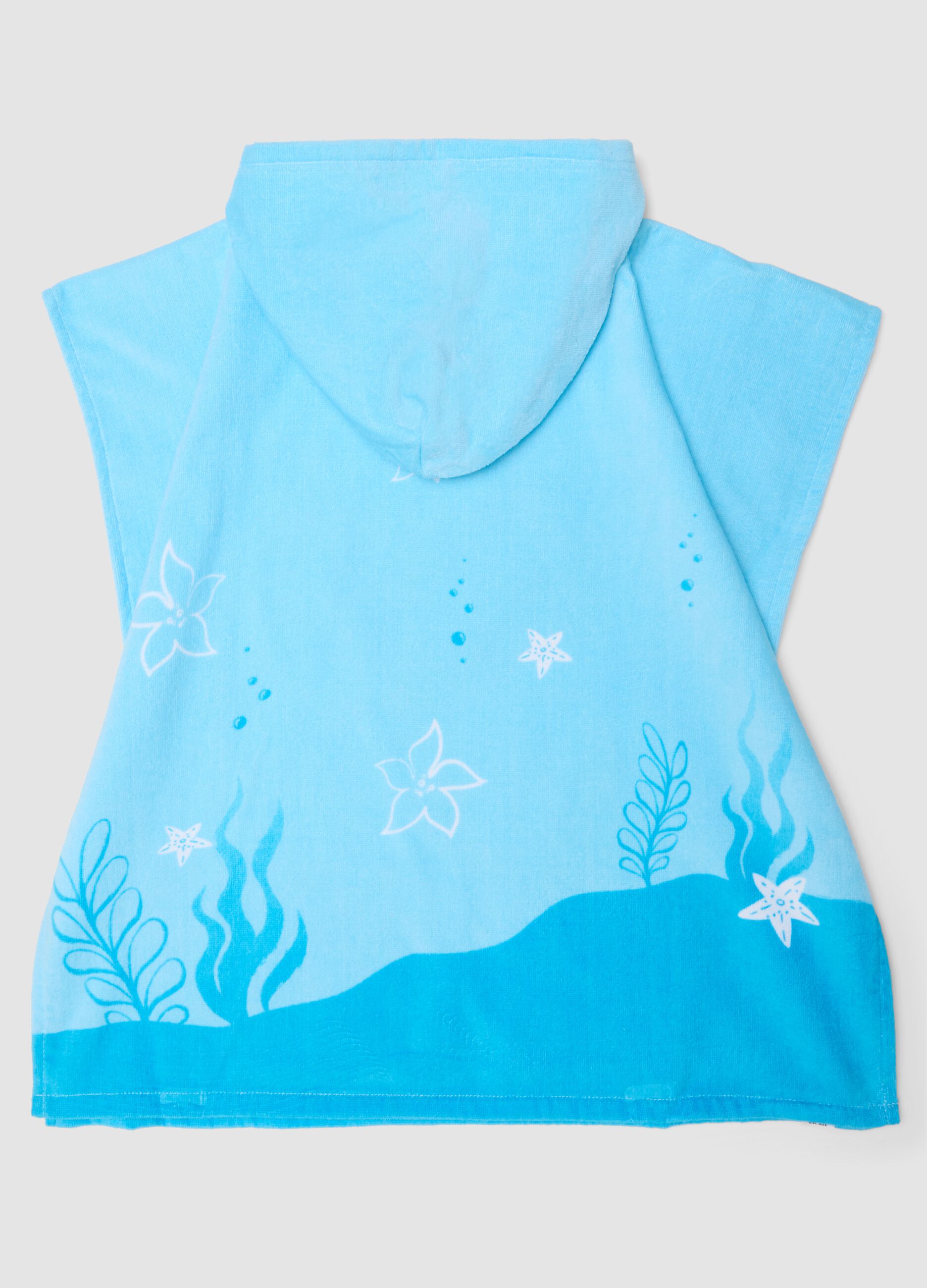 Sky blue pure cotton poncho