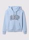 Light blue full-zip sweatshirt with hood and logo_4