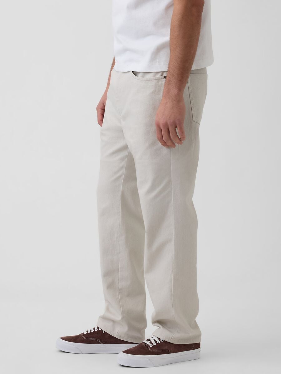 Pantaloni slim fit in misto lino e cotone_2