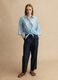 Regular fit blue lyocell blend shirt with floral embroidery_1