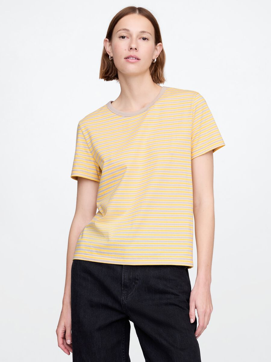 Yellow striped cotton T-shirt by Gap_0