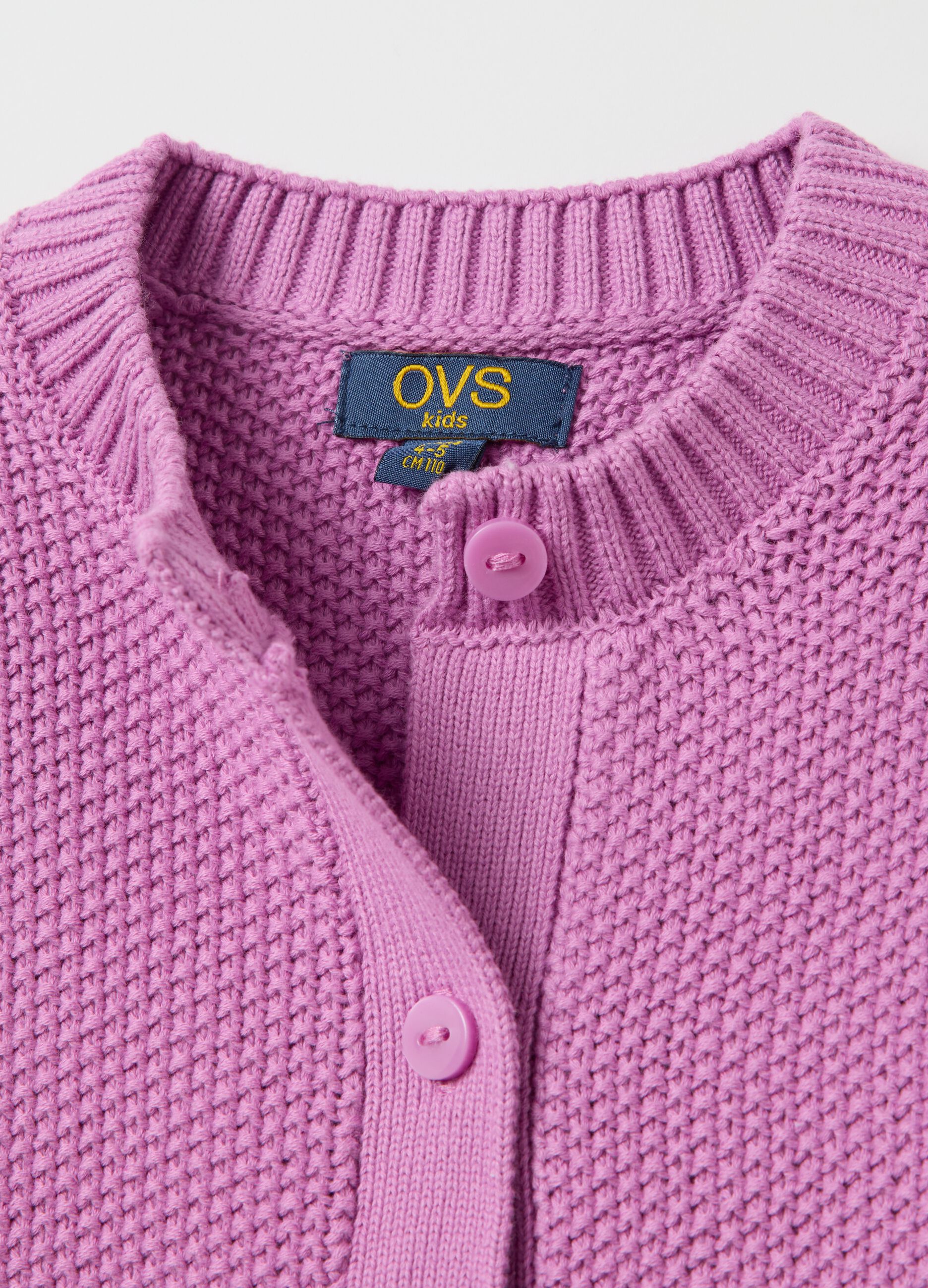 Cotton cardigan with moss stitch design