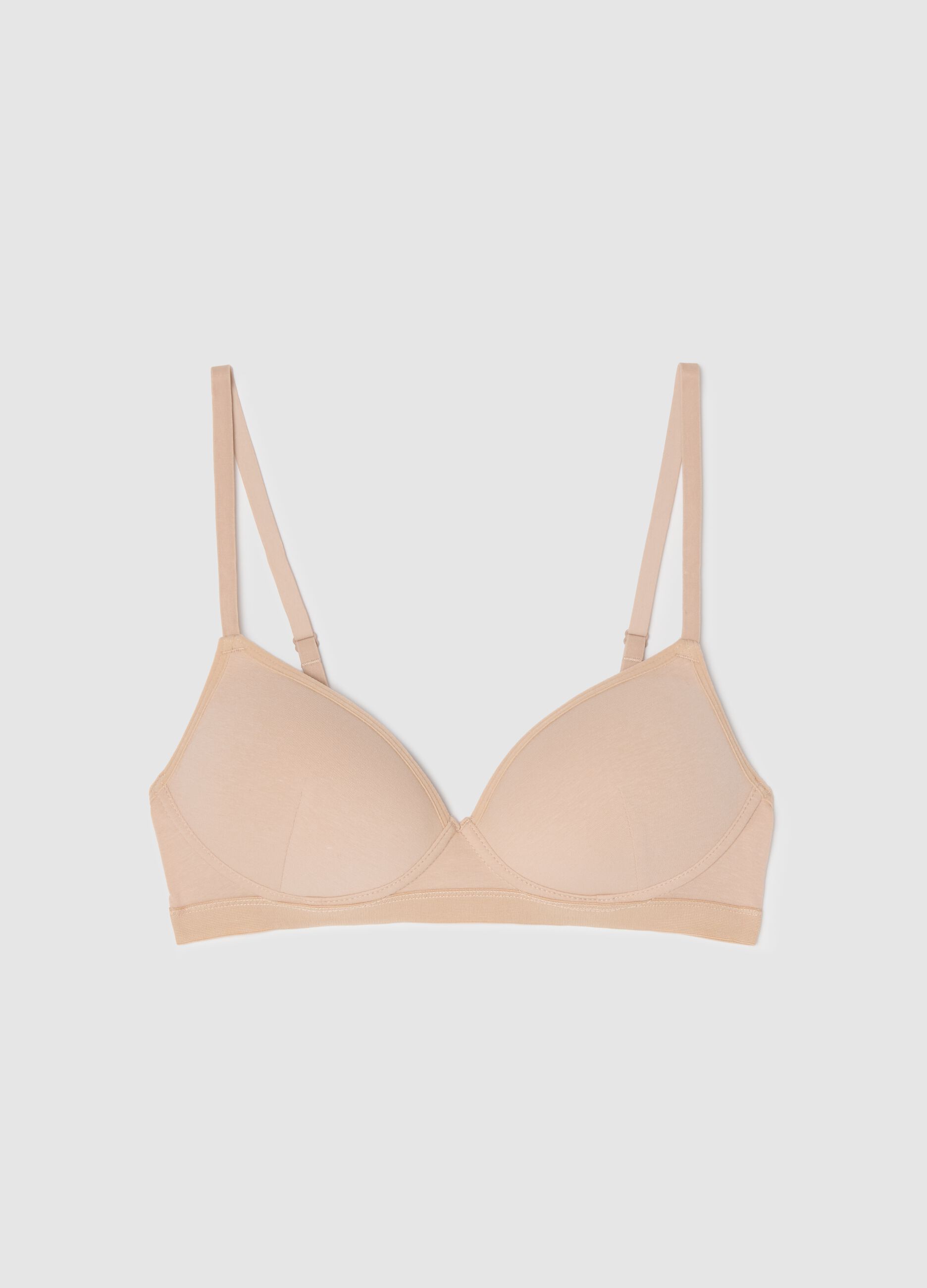 Beige Stretch Cotton Bra