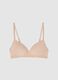 Beige Stretch Cotton Bra_0