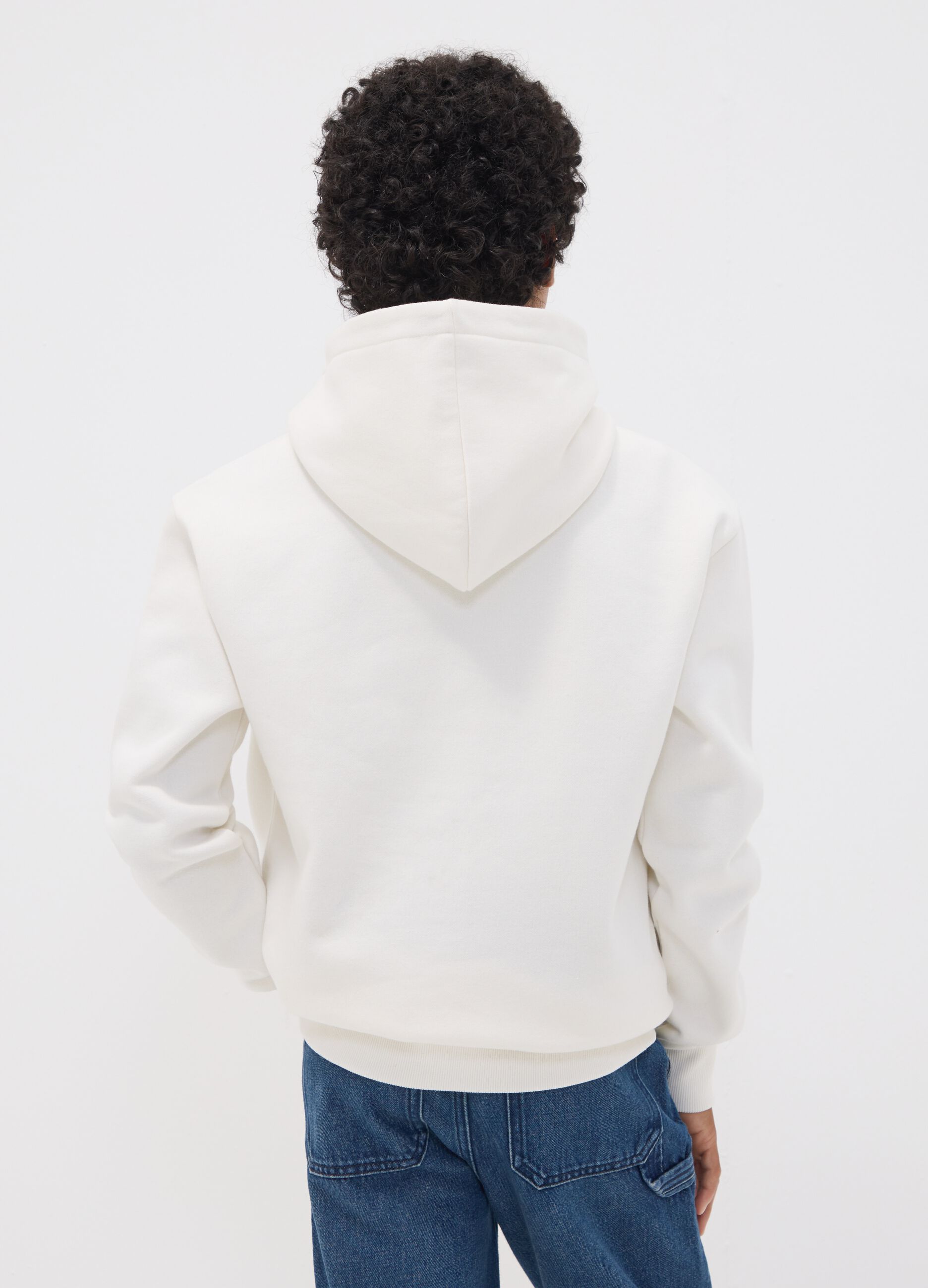White cotton-blend hoodie with Chicago Bulls logo