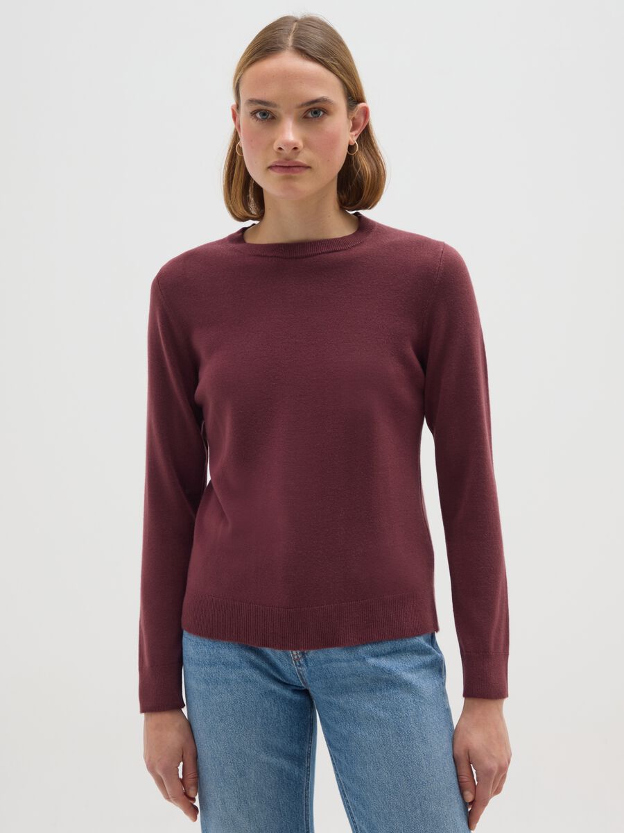 Maglia a girocollo rosso regular fit_0