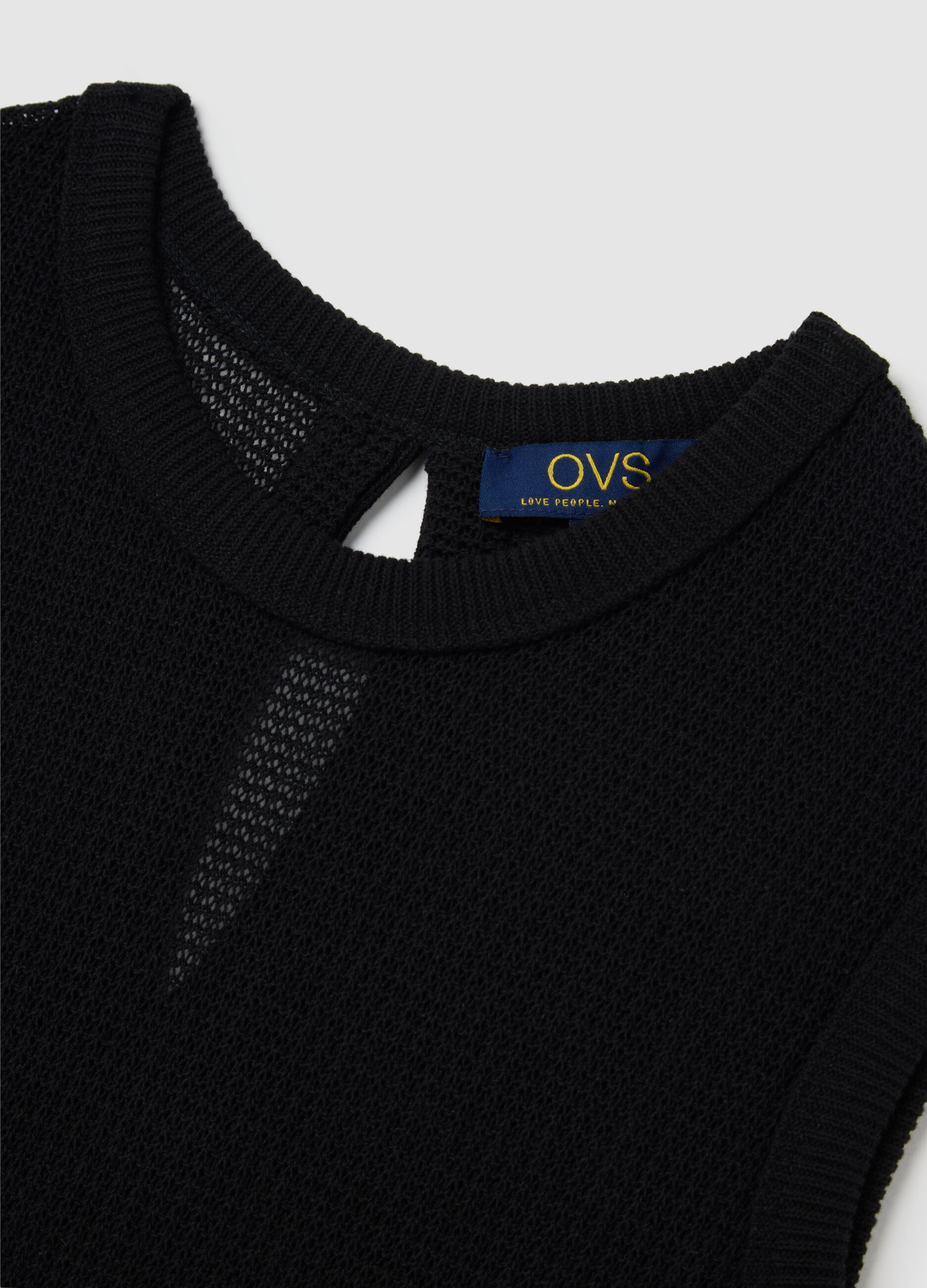 OVS Black Cotton Short Sleeve T-shirt