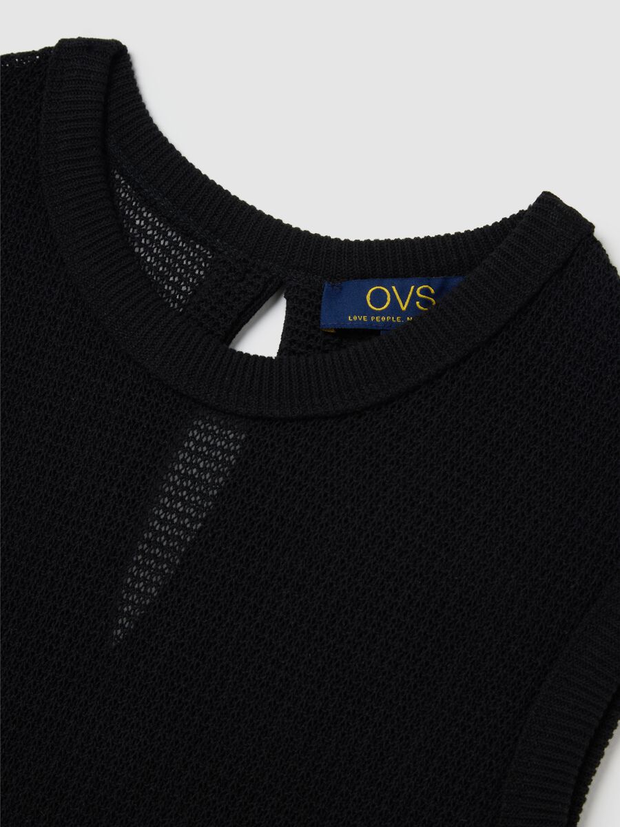 OVS Black Cotton Short Sleeve T-shirt_5