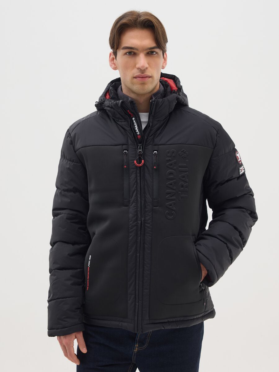 Black Padded Jacket with Hood_0