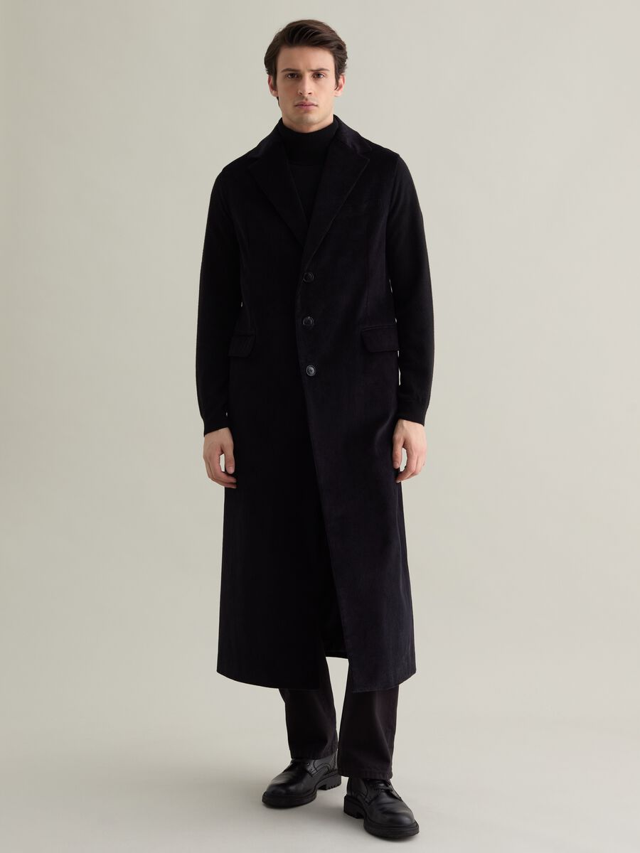 Long double-breasted gilet in corduroy_1
