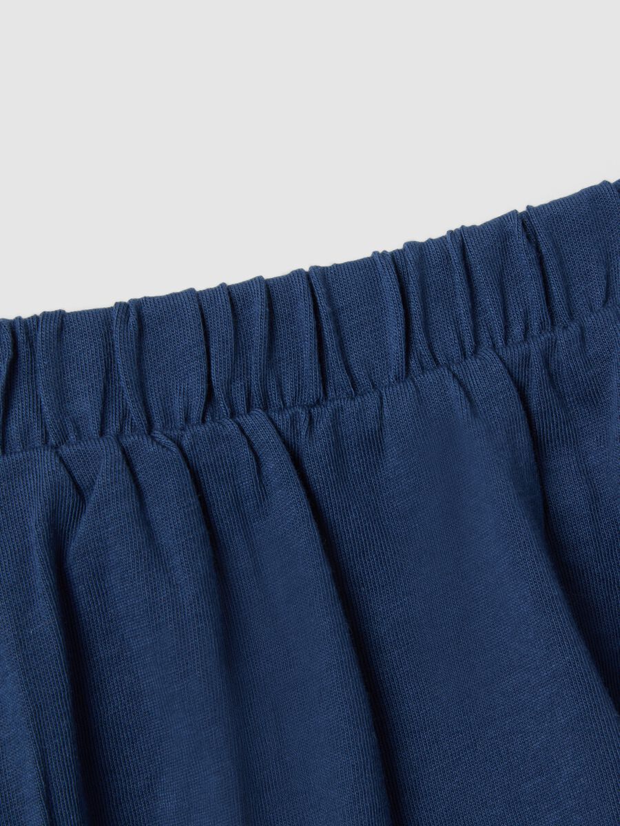 Set in puro cotone bianco e blu da neonata con volant_1