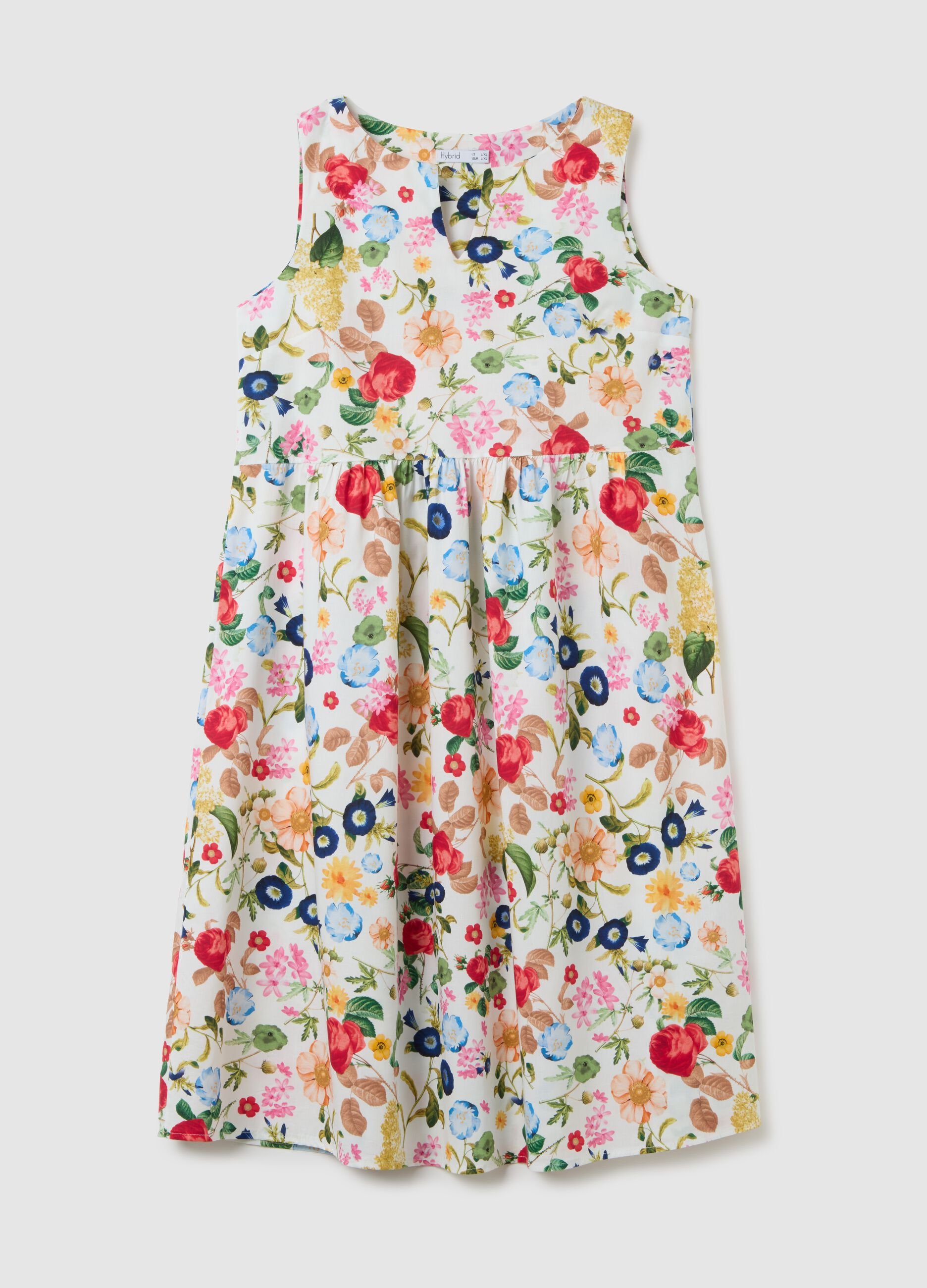 Women's multicolour stretch cotton midi dress