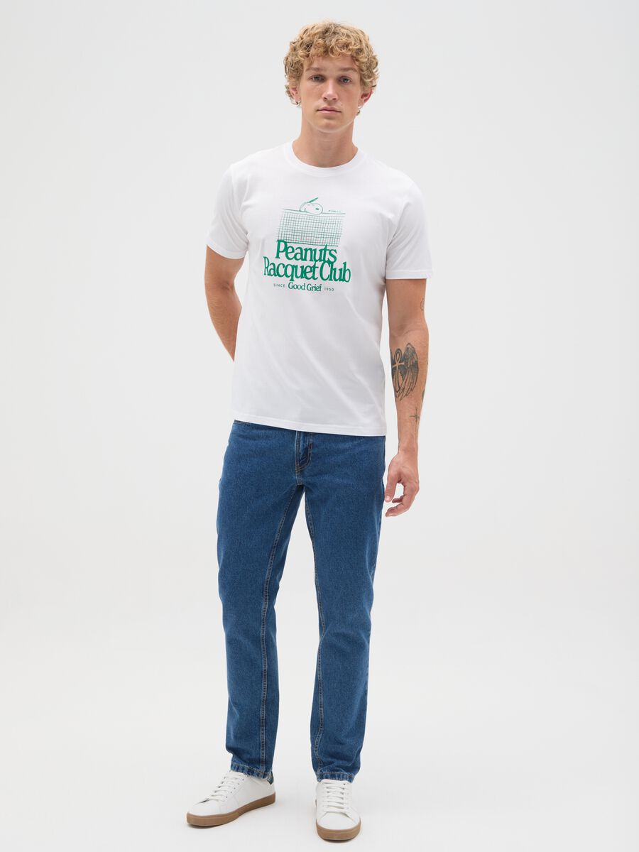 Men's white regular fit pure cotton t-shirt with Peanuts print_1