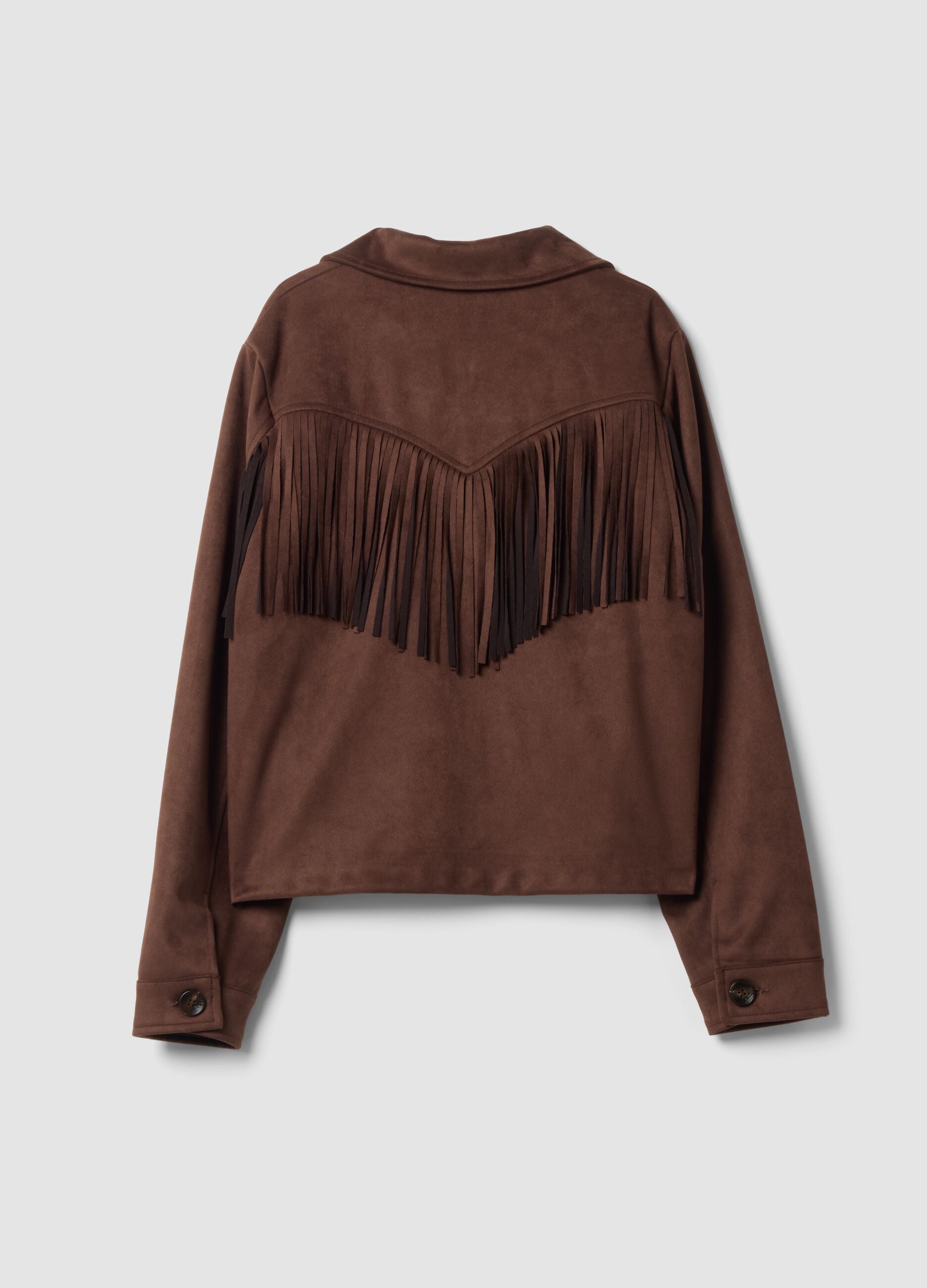 Brown jacket with fringes and patch pockets