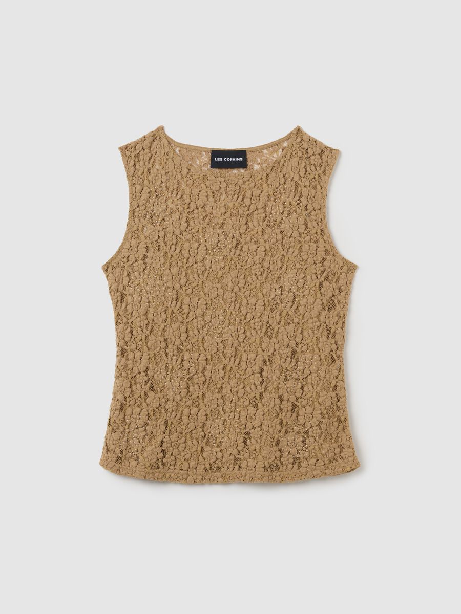 Fitted Beige Lace Women's Top_4