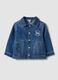 Shacket blu in puro cotone denim con bottoni a pressione_0