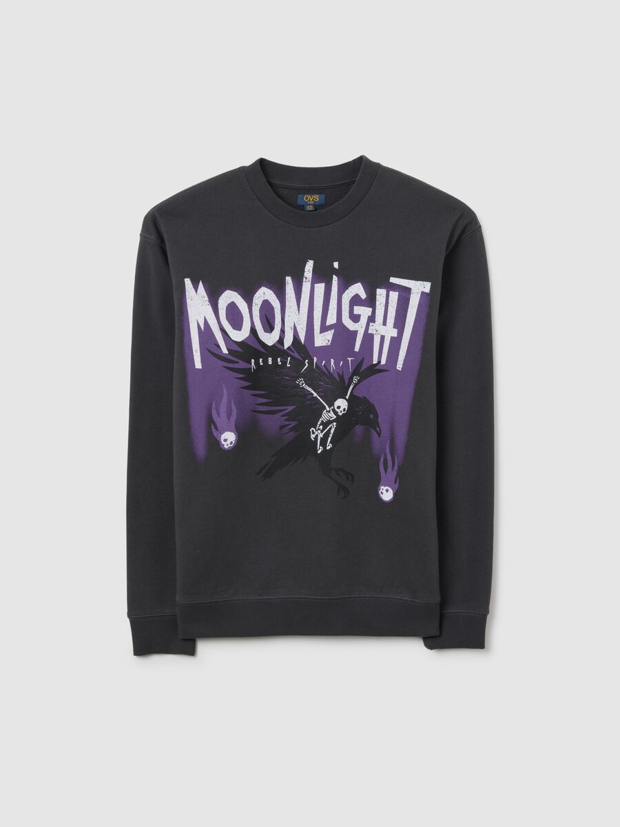Dark grey pure cotton sweatshirt with print_0