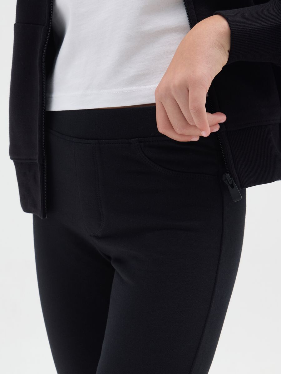 Girls' Black Stretch Cotton Flare Treggings_2