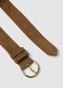 Brown genuine leather belt with golden buckle_1