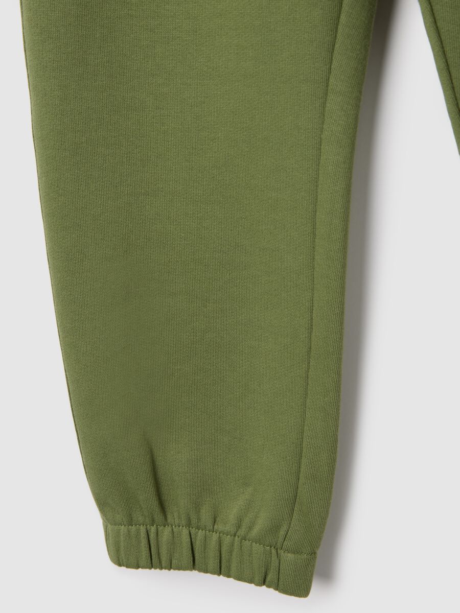 Children's green pure cotton regular fit trousers_3