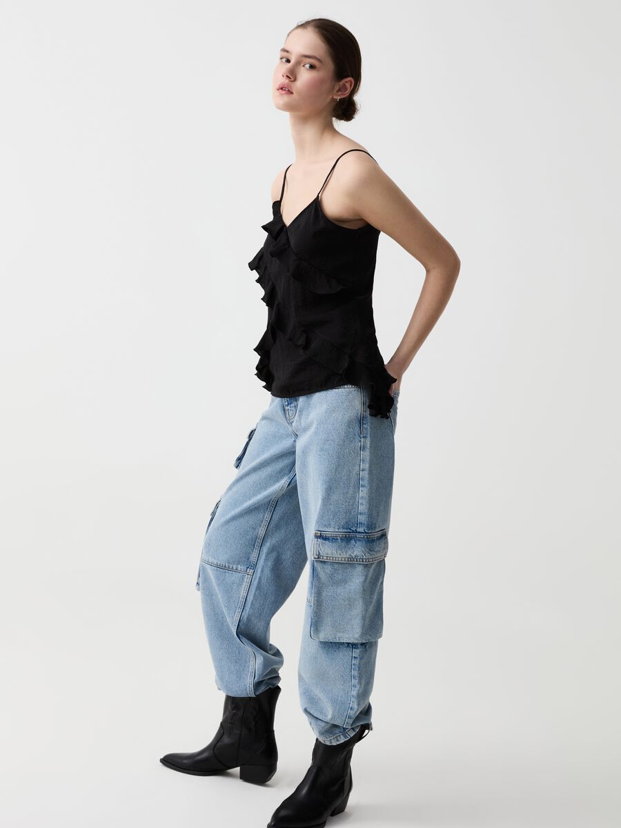 Crêpe tank top with flounce_1