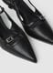 Black genuine leather slingback shoes with strap_1