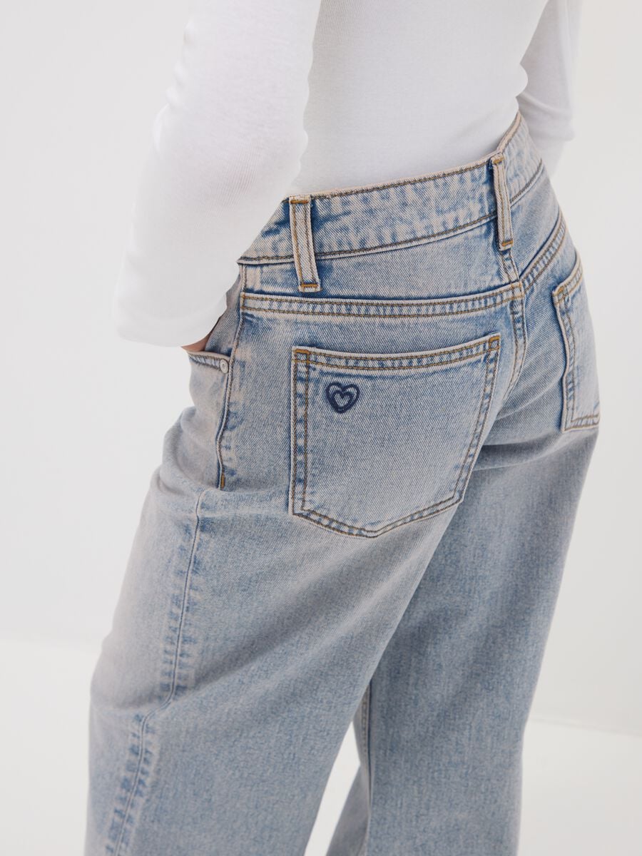 Jeans denim azzurri wide leg in puro cotone per ragazza_2