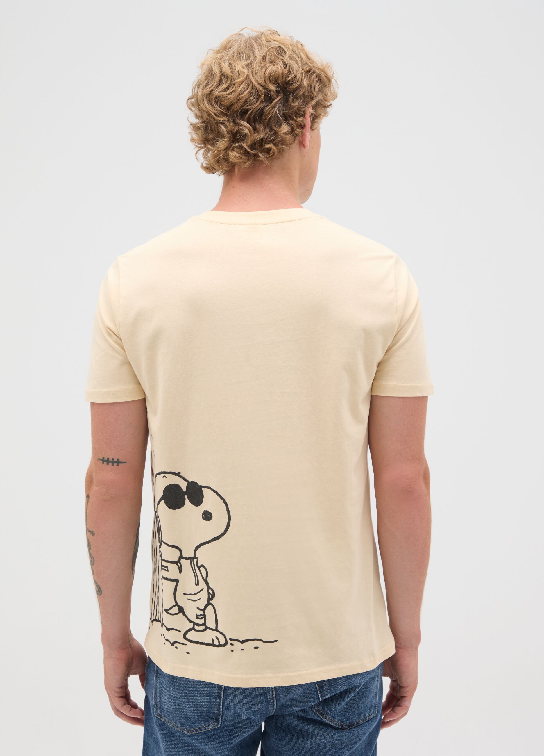 Men's regular fit beige pure cotton t-shirt
