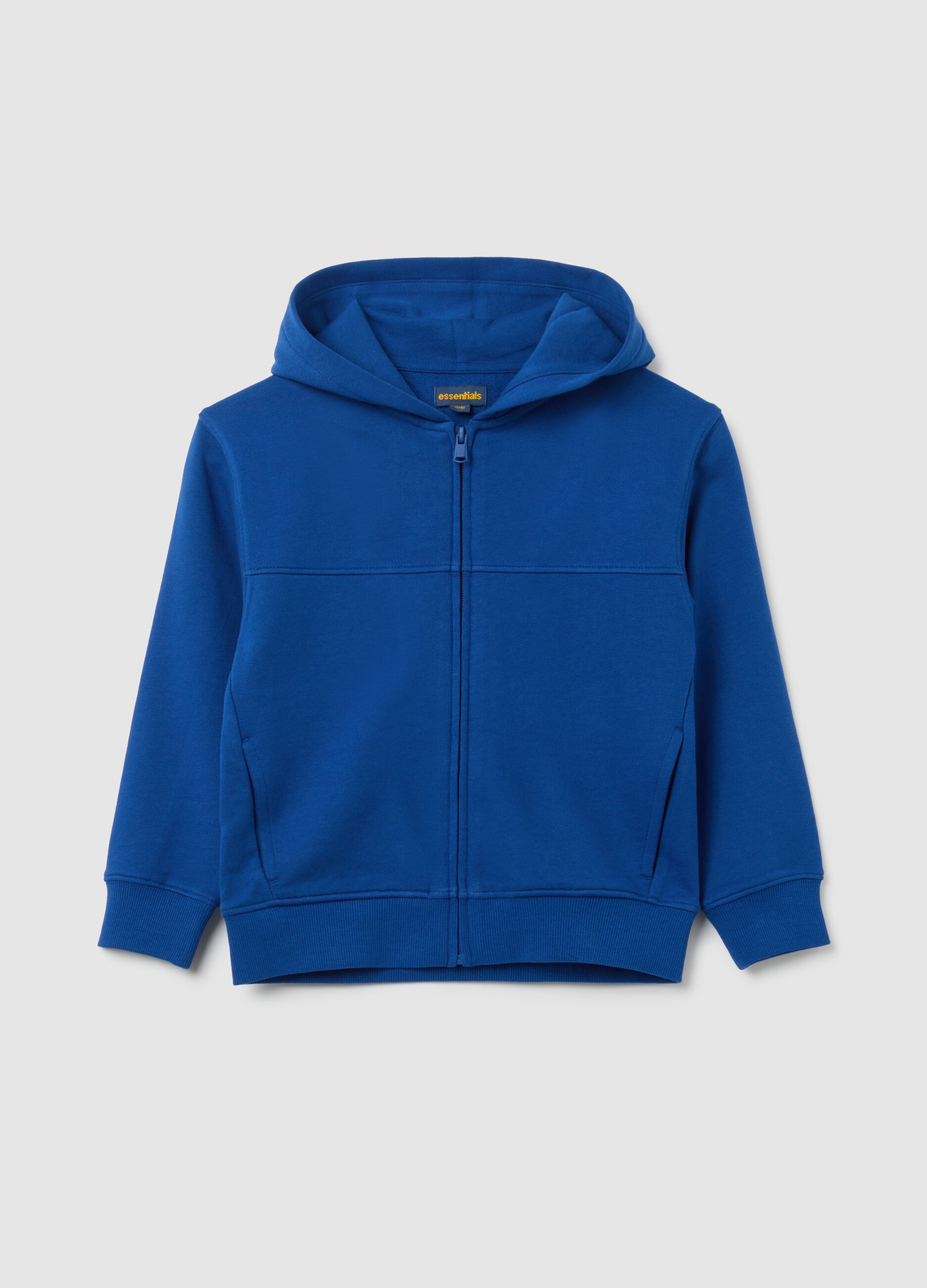 Felpa da bambino in puro cotone blu regular fit