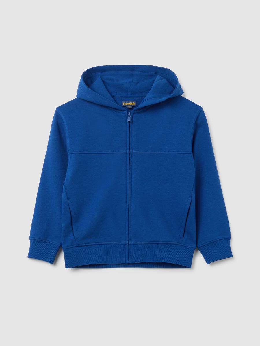Felpa da bambino in puro cotone blu regular fit_0