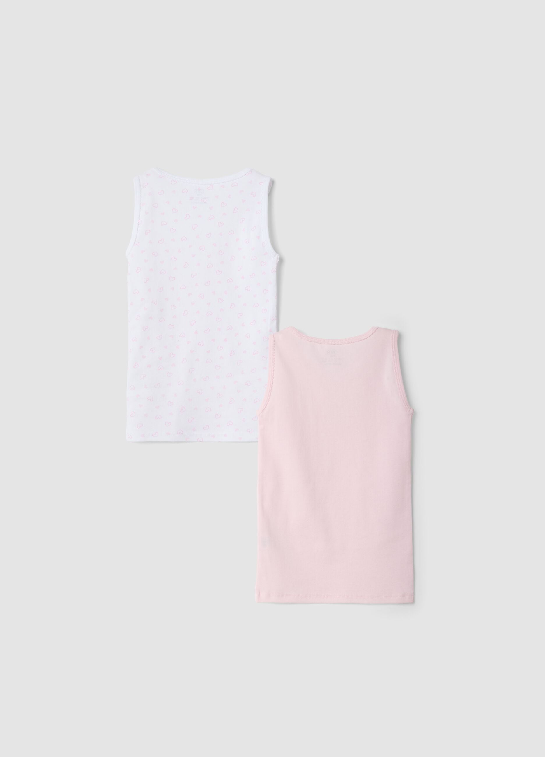2-pack girls&rsquo; pink and white organic cotton vests