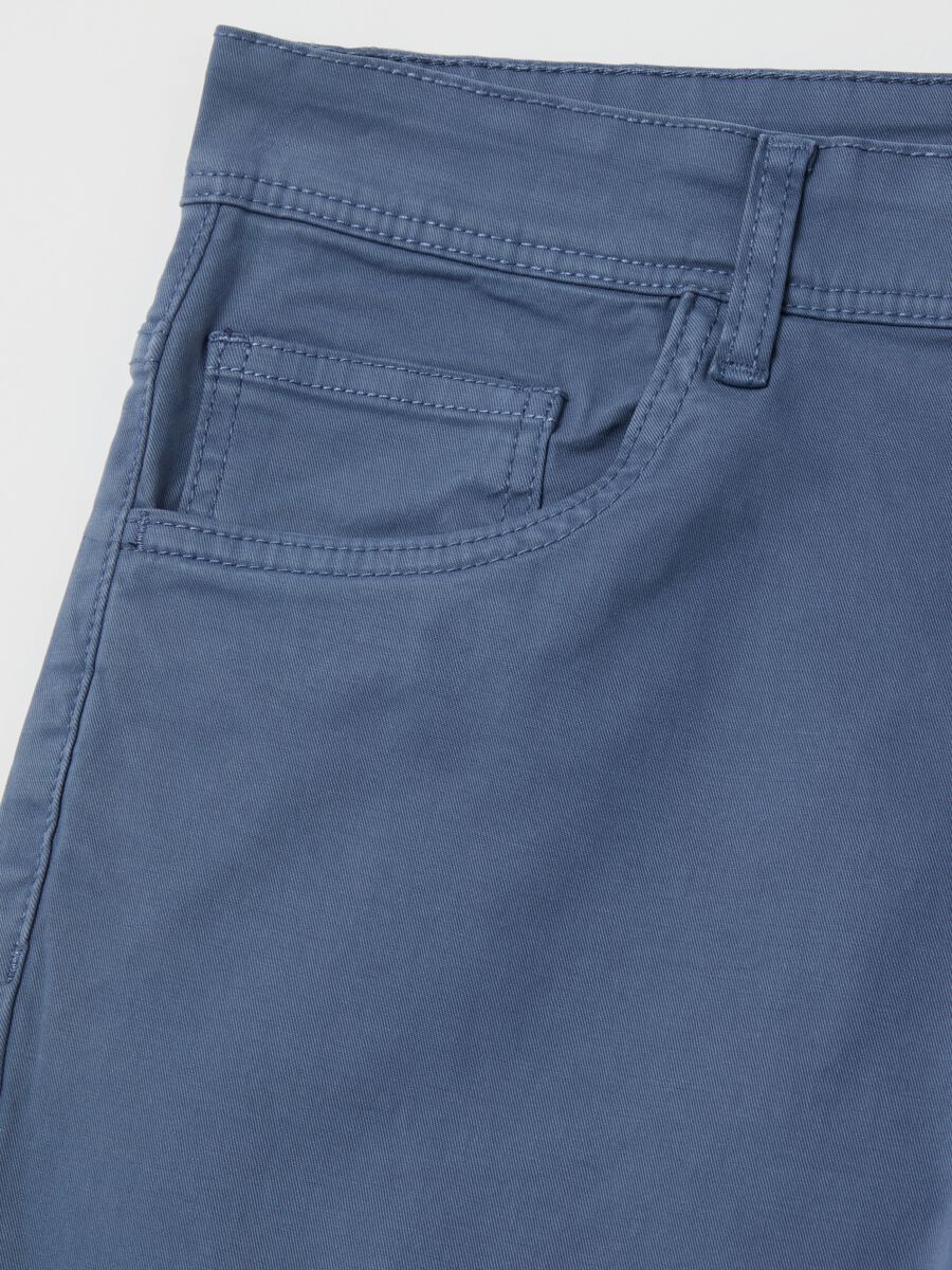 Blue slim-fit trousers in stretch cotton_5