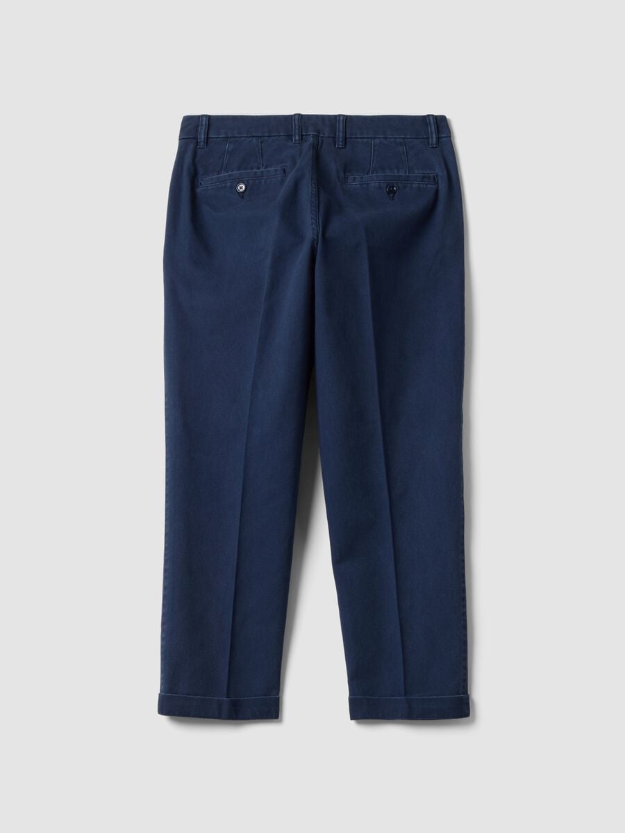 Pantaloni chino blu in puro cotone carrot fit_2