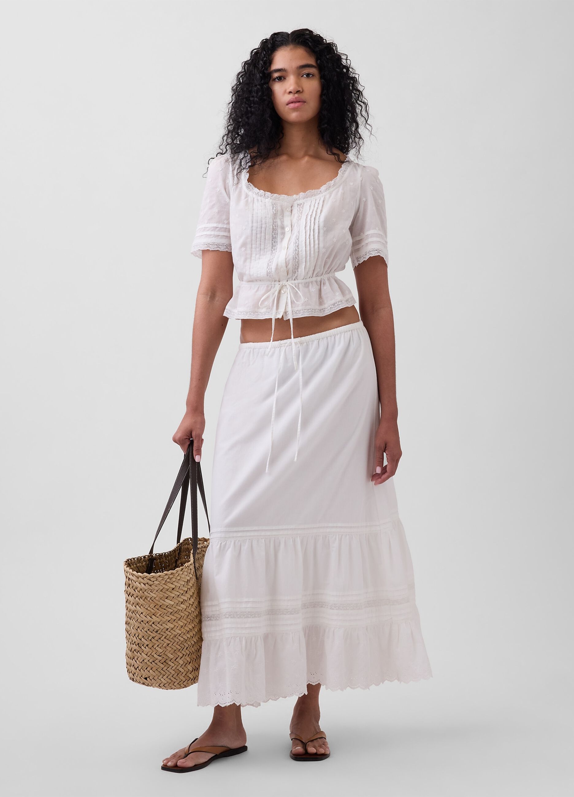 Pure cotton short-sleeve blouse